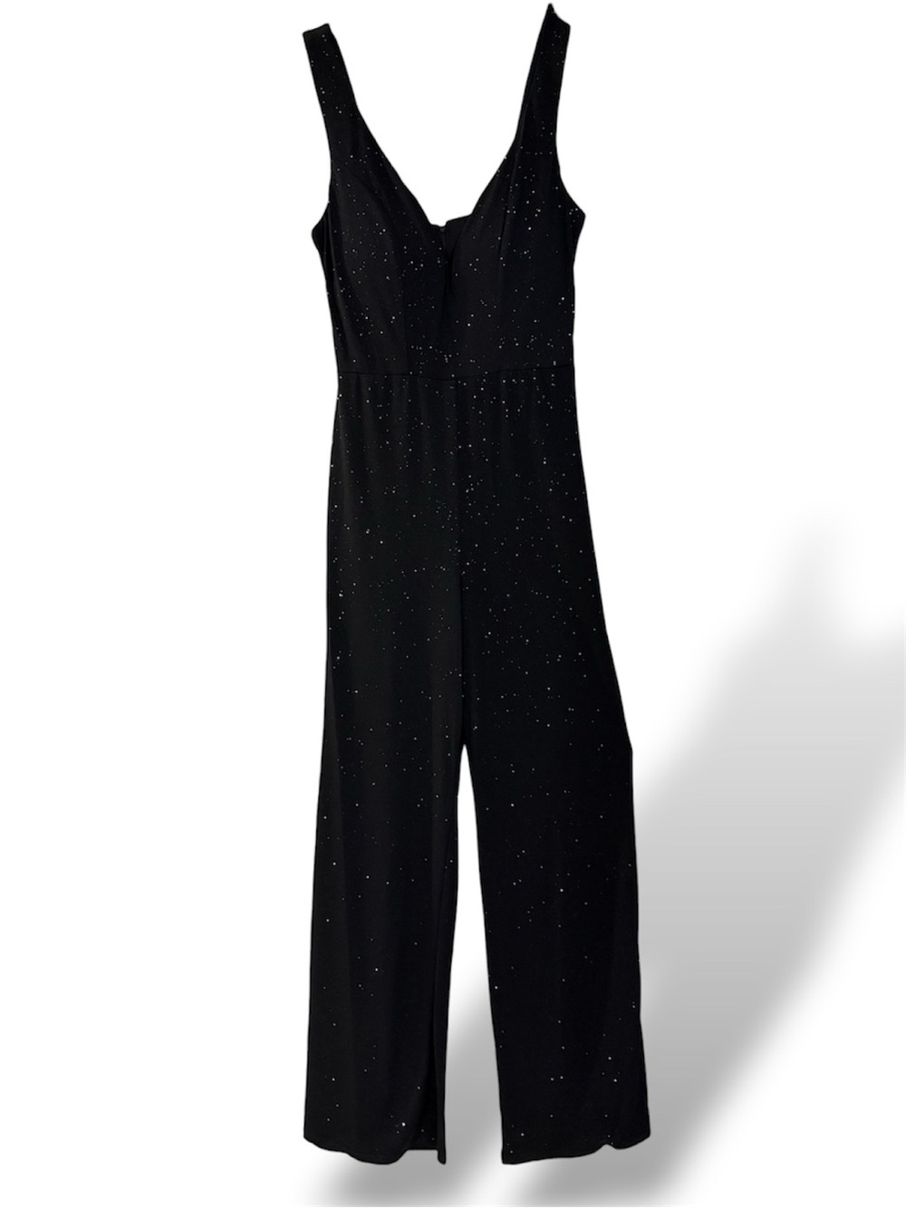 Crystal Doll Black Sparkle Wide-Leg Jumpsuit